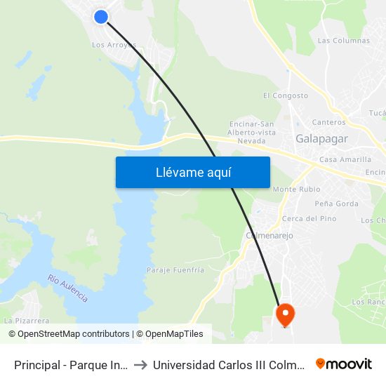 Principal - Parque Infantil to Universidad Carlos III Colmenarejo map