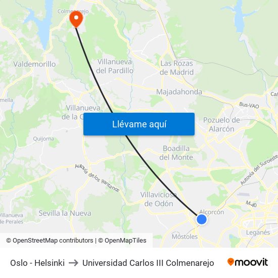 Oslo - Helsinki to Universidad Carlos III Colmenarejo map
