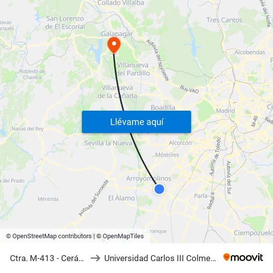 Ctra. M-413 - Cerámica to Universidad Carlos III Colmenarejo map