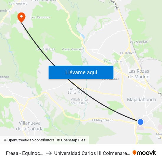Fresa - Equinocio to Universidad Carlos III Colmenarejo map