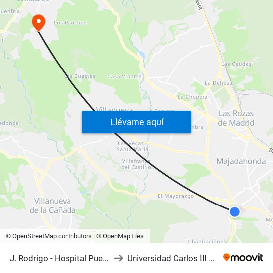 J. Rodrigo - Hospital Puerta De Hierro to Universidad Carlos III Colmenarejo map