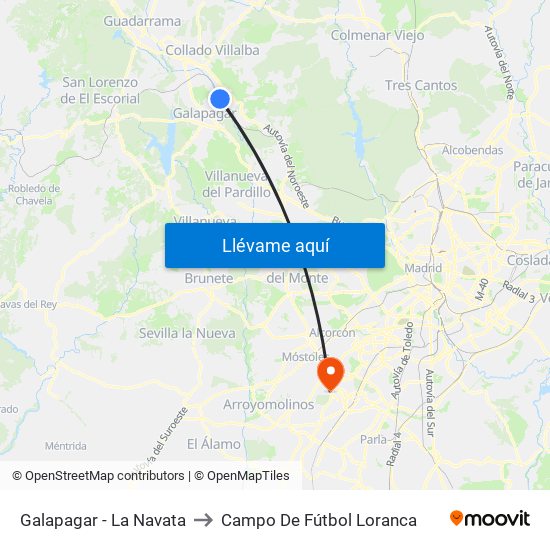Galapagar - La Navata to Campo De Fútbol Loranca map