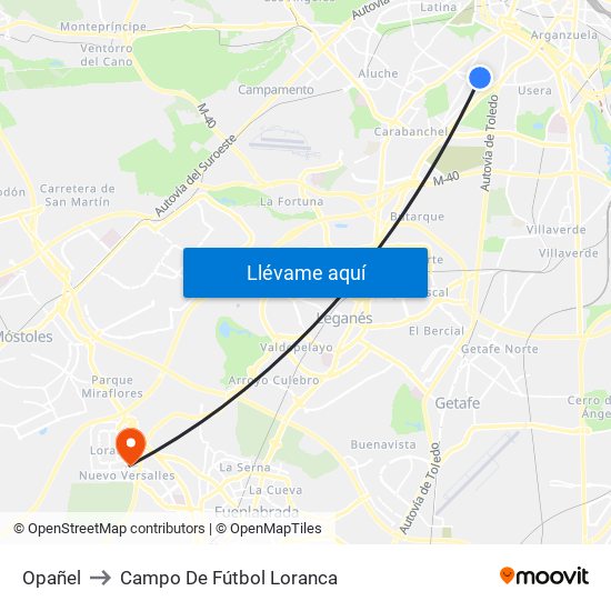 Opañel to Campo De Fútbol Loranca map