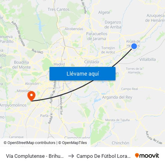 Vía Complutense - Brihuega to Campo De Fútbol Loranca map