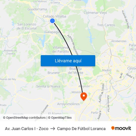 Av. Juan Carlos I - Zoco to Campo De Fútbol Loranca map