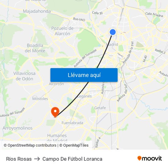 Ríos Rosas to Campo De Fútbol Loranca map