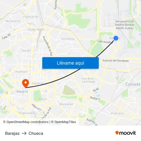 Barajas to Chueca map