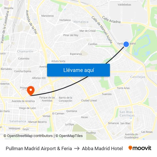 Pullman Madrid Airport & Feria to Abba Madrid Hotel map