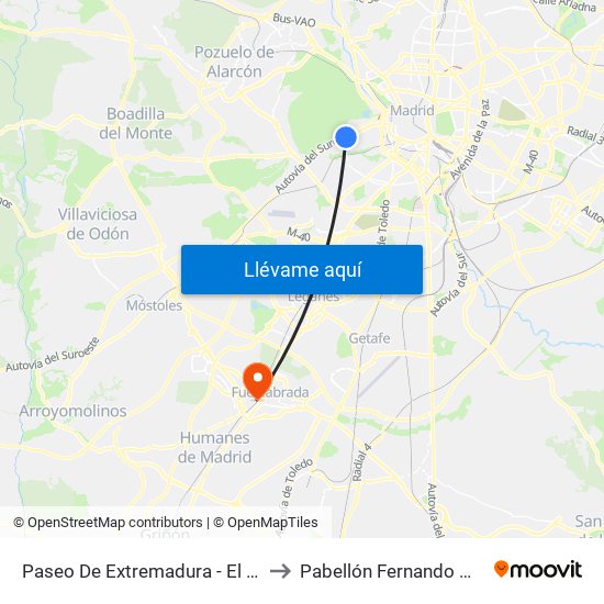 Paseo De Extremadura - El Greco to Pabellón Fernando Martín map