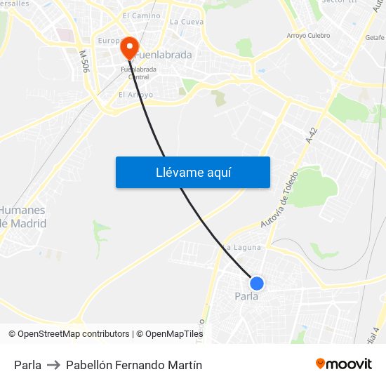 Parla to Pabellón Fernando Martín map