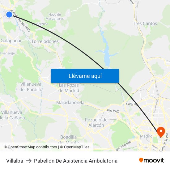 Villalba to Pabellón De Asistencia Ambulatoria map