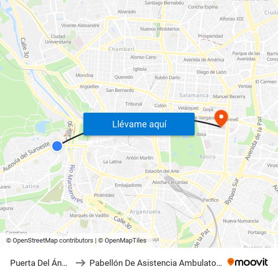 Puerta Del Ángel to Pabellón De Asistencia Ambulatoria map