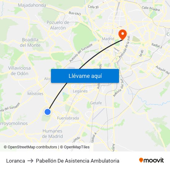 Loranca to Pabellón De Asistencia Ambulatoria map