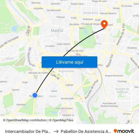 Intercambiador De Plaza Elíptica to Pabellón De Asistencia Ambulatoria map