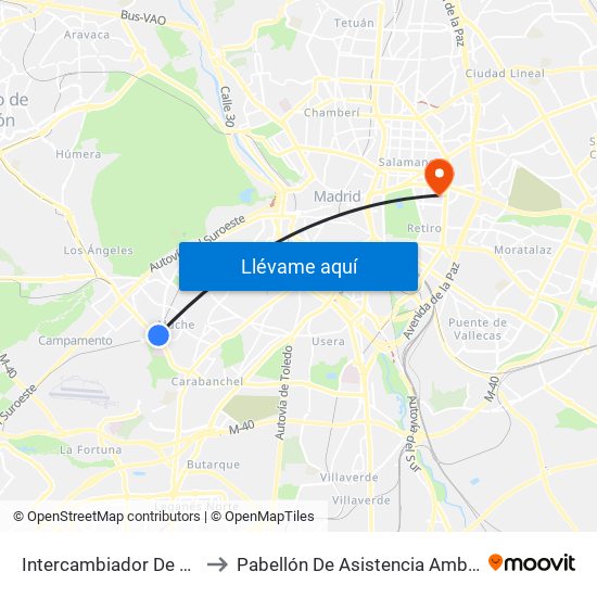 Intercambiador De Aluche to Pabellón De Asistencia Ambulatoria map
