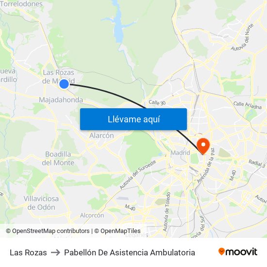 Las Rozas to Pabellón De Asistencia Ambulatoria map