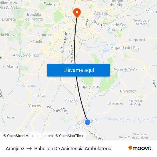 Aranjuez to Pabellón De Asistencia Ambulatoria map