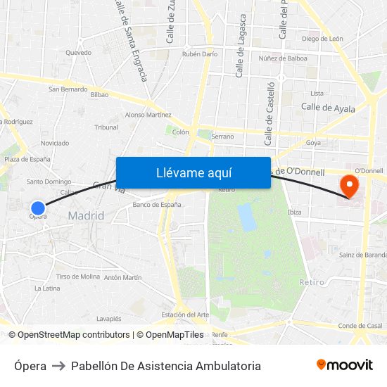 Ópera to Pabellón De Asistencia Ambulatoria map