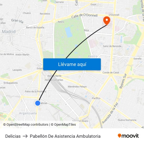 Delicias to Pabellón De Asistencia Ambulatoria map