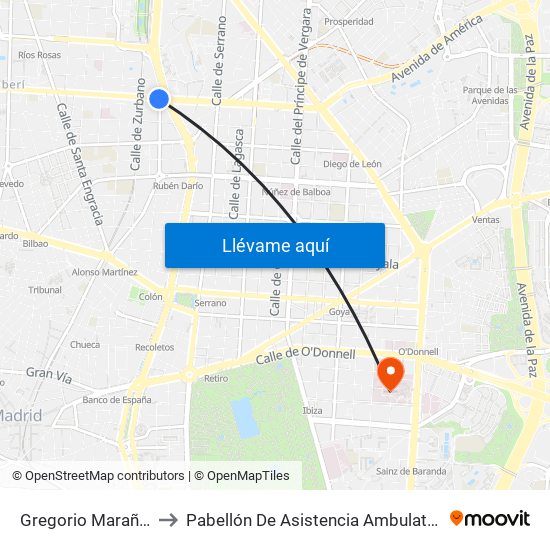 Gregorio Marañón to Pabellón De Asistencia Ambulatoria map