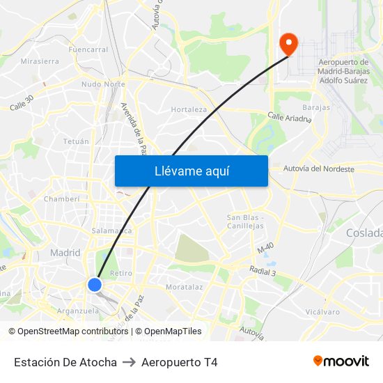 Estación De Atocha to Aeropuerto T4 map