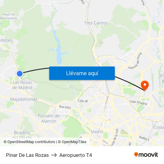 Pinar De Las Rozas to Aeropuerto T4 map