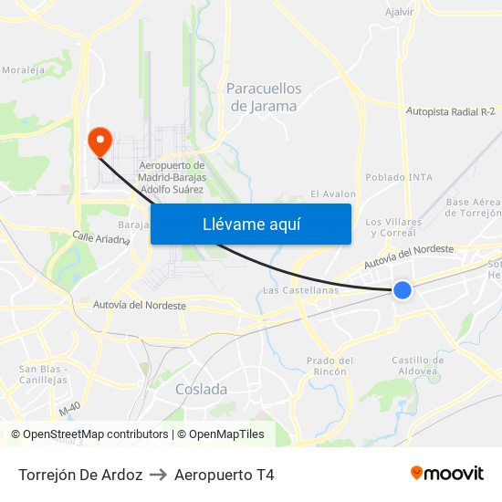 Torrejón De Ardoz to Aeropuerto T4 map