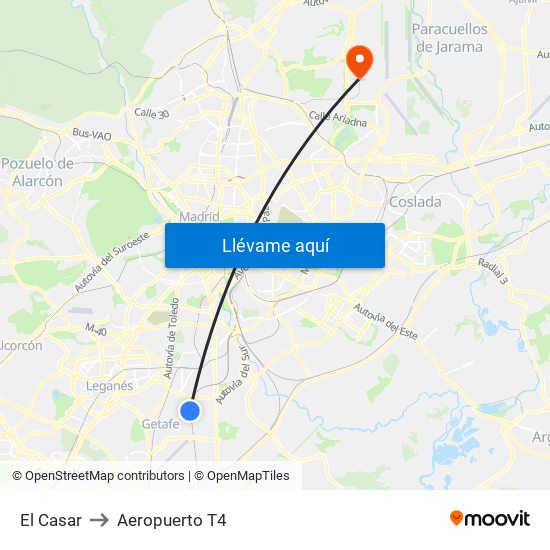 El Casar to Aeropuerto T4 map