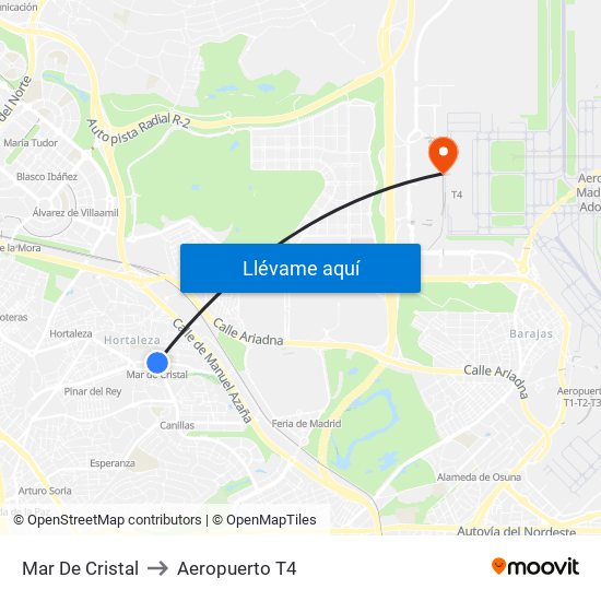 Mar De Cristal to Aeropuerto T4 map