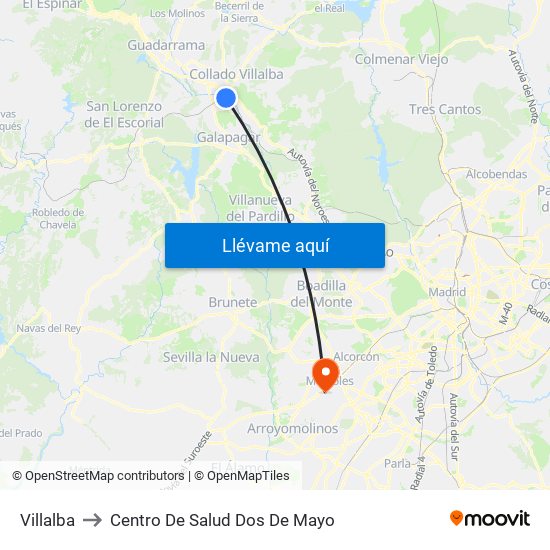 Villalba to Centro De Salud Dos De Mayo map
