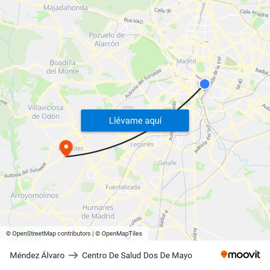 Méndez Álvaro to Centro De Salud Dos De Mayo map