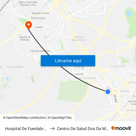 Hospital De Fuenlabrada to Centro De Salud Dos De Mayo map