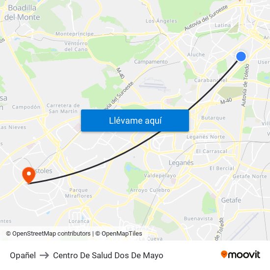 Opañel to Centro De Salud Dos De Mayo map