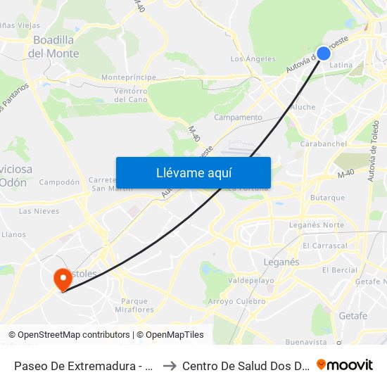 Paseo De Extremadura - El Greco to Centro De Salud Dos De Mayo map
