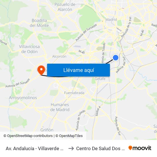 Av. Andalucía - Villaverde Bajo Cruce to Centro De Salud Dos De Mayo map