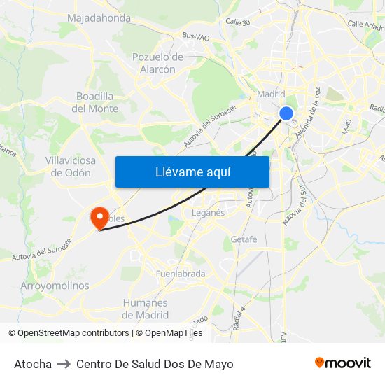 Atocha to Centro De Salud Dos De Mayo map