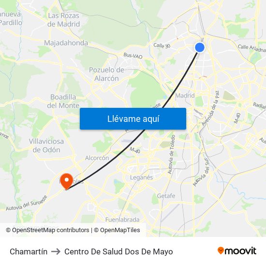 Chamartín to Centro De Salud Dos De Mayo map