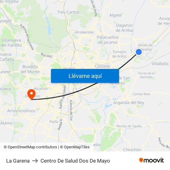 La Garena to Centro De Salud Dos De Mayo map