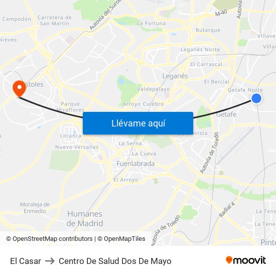 El Casar to Centro De Salud Dos De Mayo map