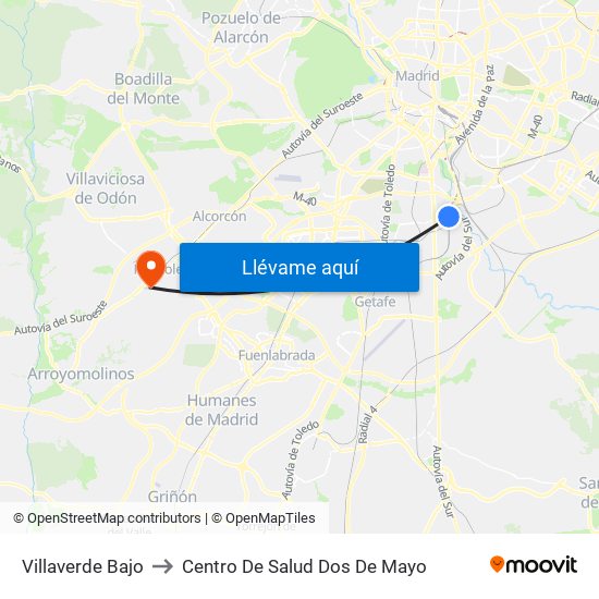 Villaverde Bajo to Centro De Salud Dos De Mayo map