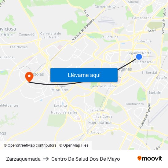 Zarzaquemada to Centro De Salud Dos De Mayo map