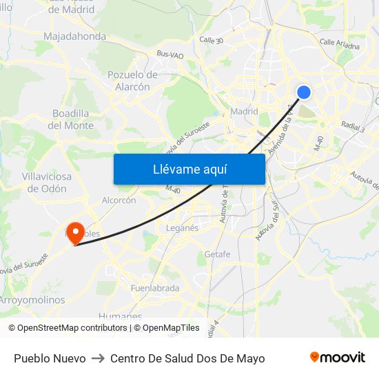 Pueblo Nuevo to Centro De Salud Dos De Mayo map