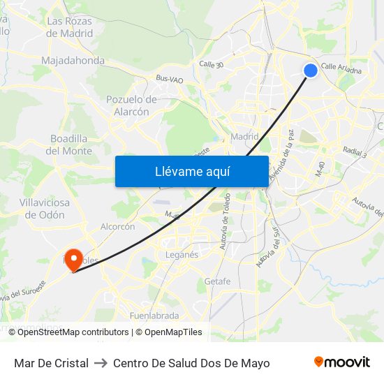 Mar De Cristal to Centro De Salud Dos De Mayo map