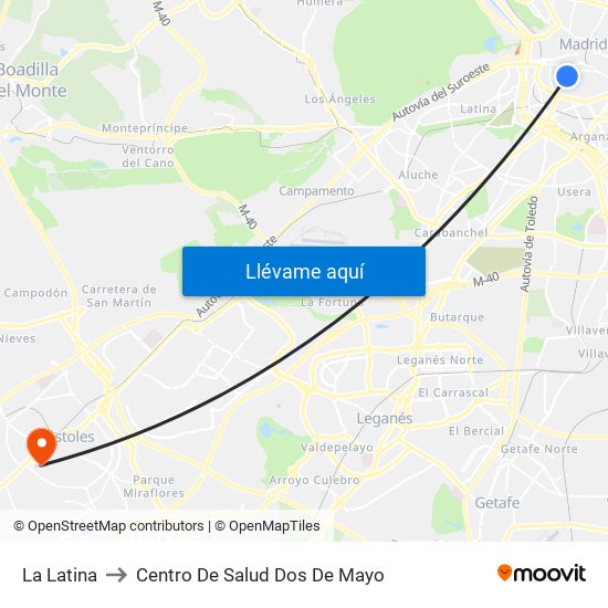 La Latina to Centro De Salud Dos De Mayo map