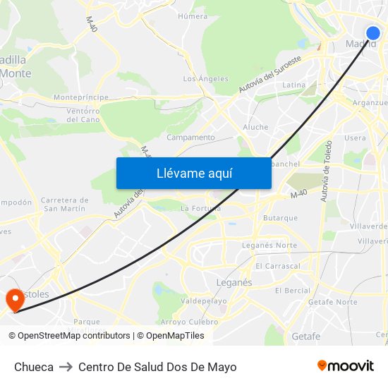 Chueca to Centro De Salud Dos De Mayo map