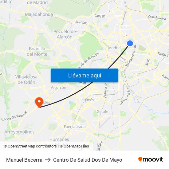 Manuel Becerra to Centro De Salud Dos De Mayo map