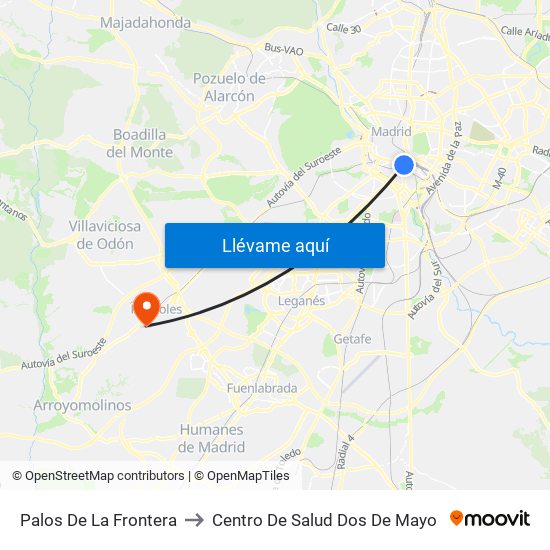 Palos De La Frontera to Centro De Salud Dos De Mayo map