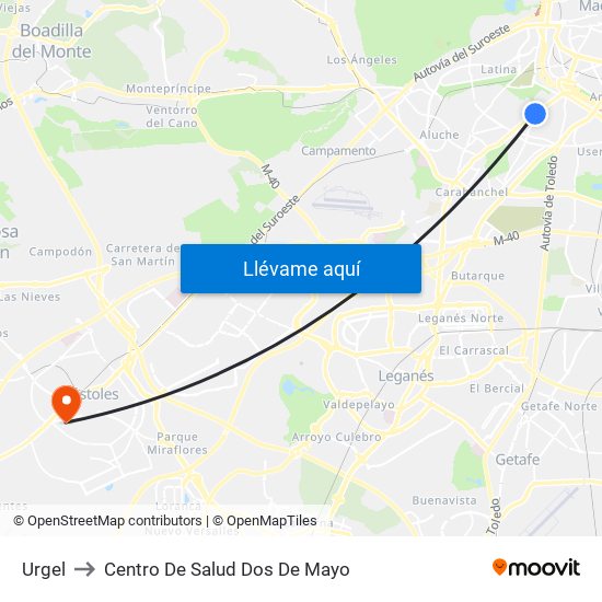 Urgel to Centro De Salud Dos De Mayo map