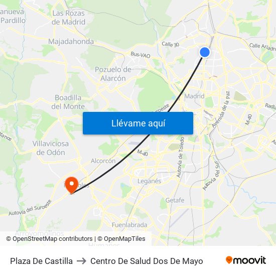 Plaza De Castilla to Centro De Salud Dos De Mayo map