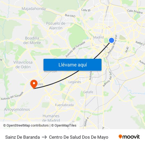 Sainz De Baranda to Centro De Salud Dos De Mayo map